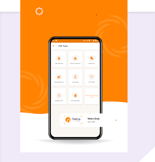 a mobile image showing the NetraScan dashboard for customer oboarding, ekyc and digital scanning